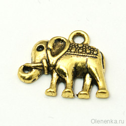 Подвеска "Индийский слон", античное золото ОПТ (50 шт)