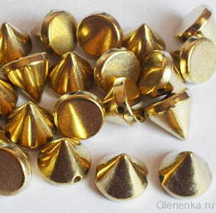 Бусина ариловая "Шипы", цвет золото (4 шт)