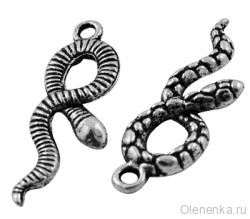 Подвеска "Змейка", античное серебро