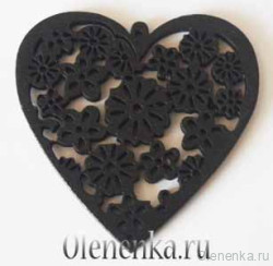 Компонент деревянный "Сердце", черный
