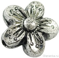 Бусина "Цветок" под античное серебро (50 шт) ОПТ