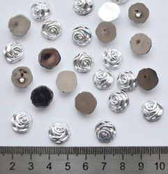 Полубусина "Роза" 12 мм, серебро (5 шт)