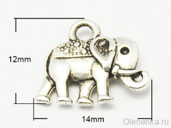 Подвеска "Индийский слон малый", античное серебро