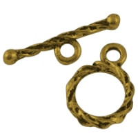 Тоггл круглый "Перекрученный", античное золото (20 шт) ОПТ