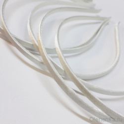 Ободок для волос металлический в атласе, 5 мм, айвори